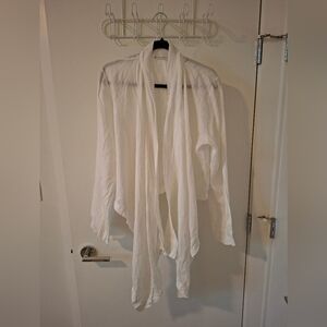 Bryn Walker Women's White 100% Linen Open-front/Waterfall Jacket/Blazer (Size M)